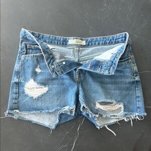 Topshop Blue Denim Distressed Women Shorts